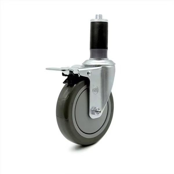 5 Inch Gray Polyurethane 1-3/8 Inch Expanding Stem Caster Total Lock Brake SCC, Service Caster, Mfr#: SCC-TTLEX20S514-PPUB-MTG45